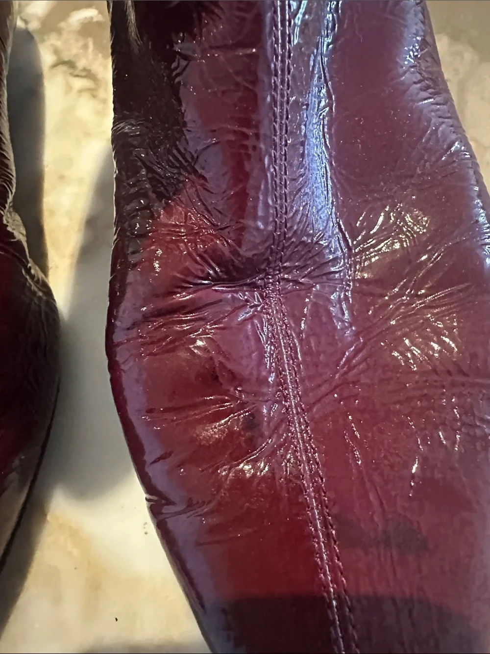 Sigerson Morrison Burgundy Patent Leather Pointed-Toe Mid-Calf Boots